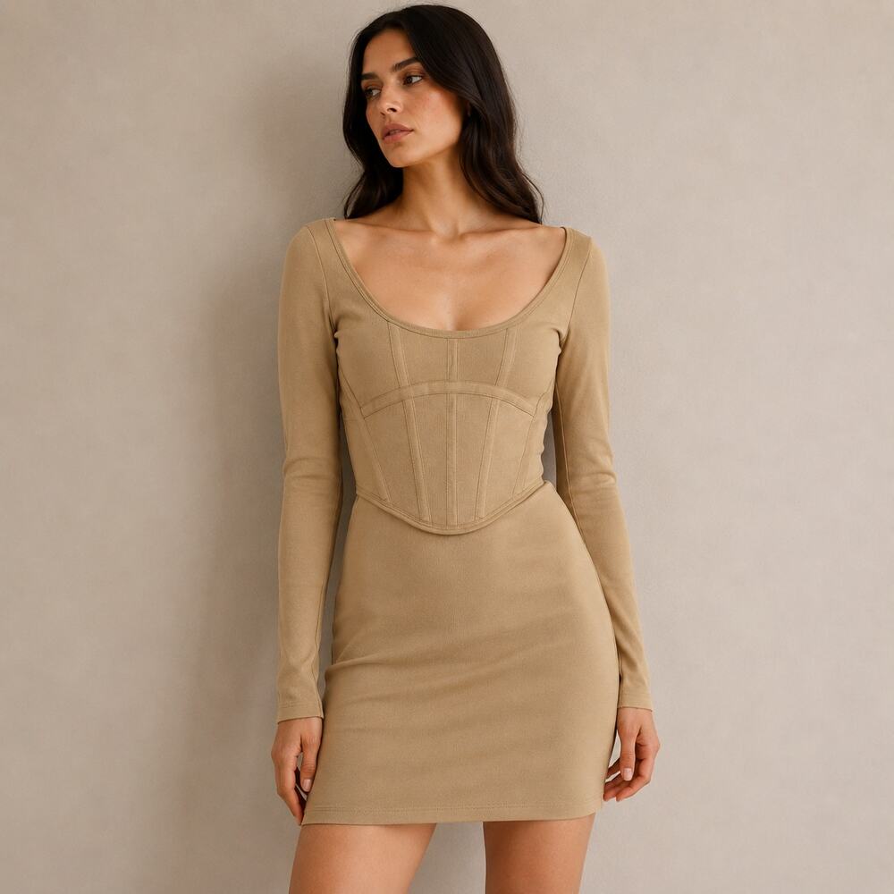 Dion Lee Ssence Exclusive Rib Corset Mini Dress in Sahara Womens AU12/US8 NWT